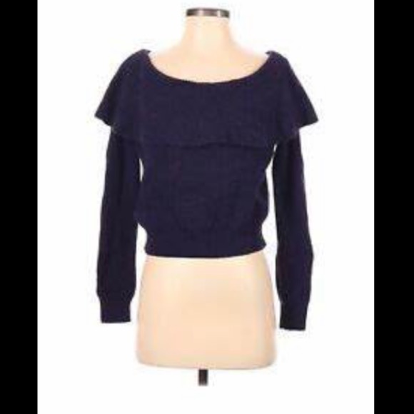 Kimchi Blue Purple Off-Shoulder Sweater with Foldover Neckline Medium - Picture 4 of 6
